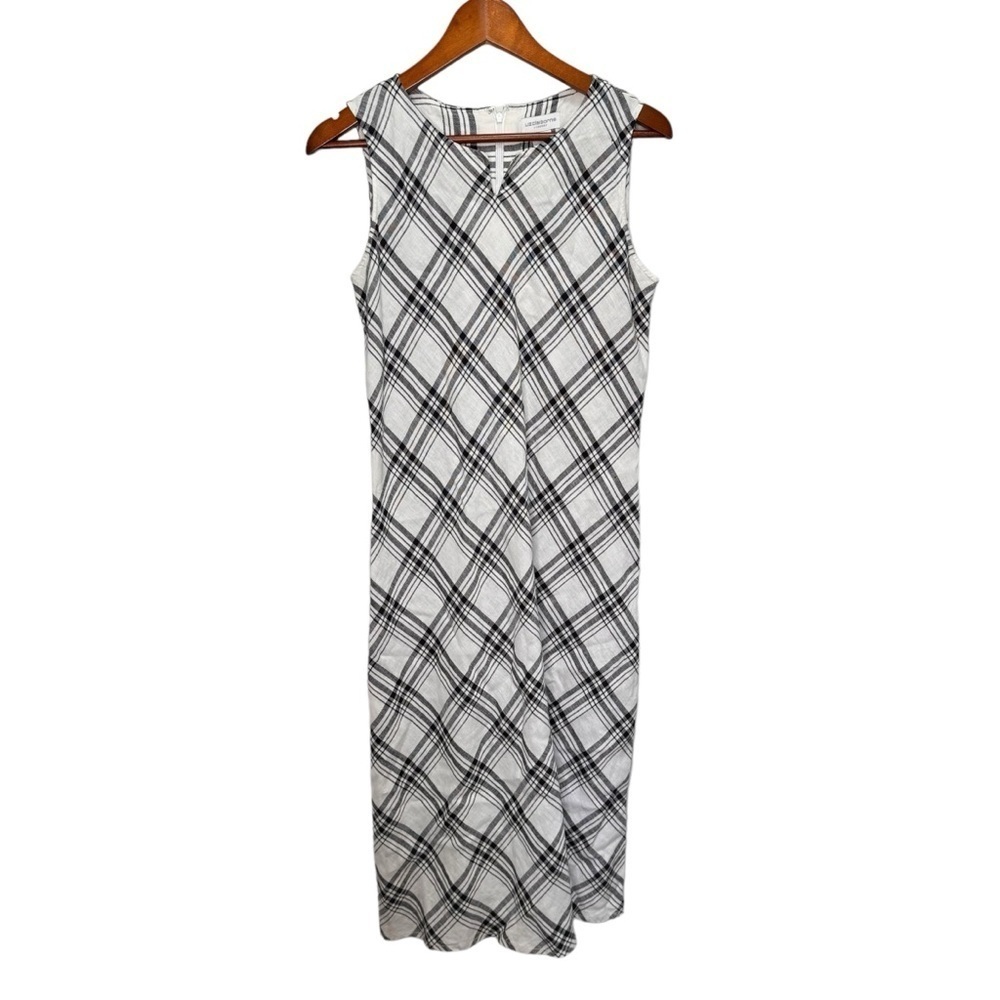 Liz Claiborne Liz Sport Plaid Linen Midi Dress Size 8